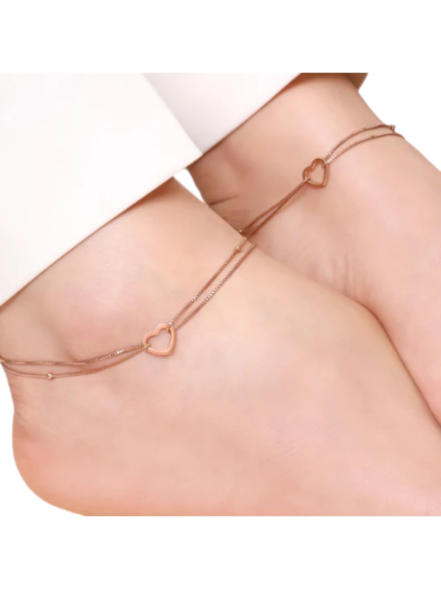 Dainty Silver Heart 925 Silver Anklets By Kesardeep Impex For Women